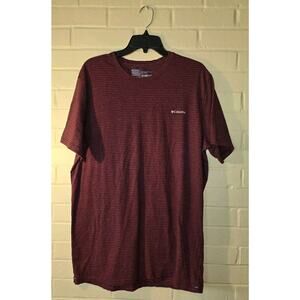Columbia Maroon Striped Short Sleeve T Shirt Mens Size XL Sportswear Casual